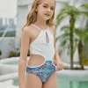 lovely sunflower printing girl swimwear water game swimsuit wholesale Color Color 4