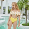 2023 fashion sunflower print two-piece swimwear teen girl small girl