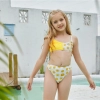 2023 fashion sunflower print two-piece swimwear teen girl small girl