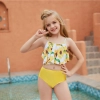 2023 fashion sunflower print two-piece swimwear teen girl small girl