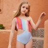 2025 girl swimwear Gradient wide stripes child girl swimsuit swimwear two-piece design