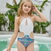 2025 white halter bare back teen girl children girl swimwear 