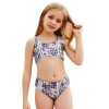 2025 teen girl  print  swimwear teen girl children girl two piece design tube top and shorts