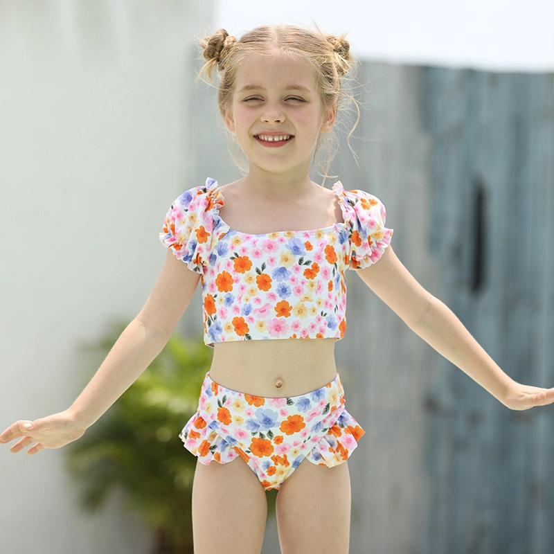 2025 small flower kid swimwear little girl children girl two piece design tankini