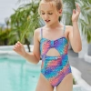 2025 suspenders colorful children girl one piece design bikini swimming wear