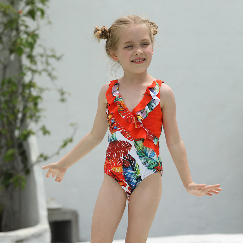 Irder - 2022 Japan Leaves print one piece kid bikini swimwear free shipping