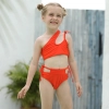 2022 nice red speical design solid color one piece kid bikini swimwear free shipping