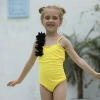 2022 yellow solid color one piece kid bikini swimwear children girl swimsuit free shipping Color Color 1