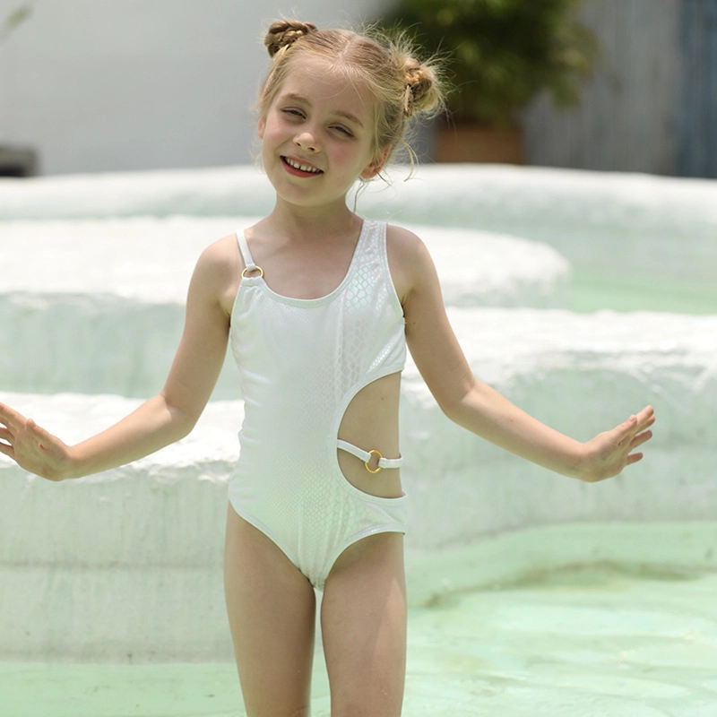 2025 Australia buyer likes light yellow one-piece children girl kid swimsuit  swimwear