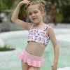 2022 Australia pink short flower top two-piece design children girl kid swimsuit swimwear