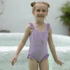2022 pure texture one-piece children girl swimwear  kid swimsuit 