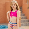 2022 Ukraine hot sale rose tubetop paint shorts two-piece children girl swimwear kid swimsuit 