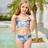 2022 America dual shoulder print teen girl swimwear bikini swimsuit 
