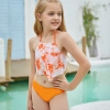 2022 solid green bow two-piece girl  swimwear teen bikini swimsuit free shipping