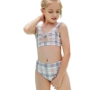 2022 high quality  checkered bow two-piece swimwear teen girl bikini swimsuit cheap