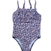 2022 high quality wild chrysanthemum  print one-piece little girl swimwear teen  bikini swimsuit cheap