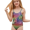 2022 hot sales black white stripes two-piece tankini little girl swimwear teen  swimsuit