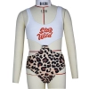 2022 America popular "stay wild" letter leopard skin teen girl swimwear teen swimwear