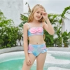 blue flowers print children swimwear girl swimsuit bikini paypal supported Color Color 2