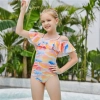 blue flowers print children swimwear girl swimsuit bikini paypal supported Color Color 4