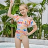 blue flowers print children swimwear girl swimsuit bikini paypal supported