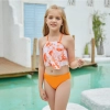 blue flowers print children swimwear girl swimsuit bikini paypal supported