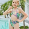 leaves print girl one-piece swimwear swimsuit