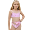 pink floral print girl swimwear swiming suit