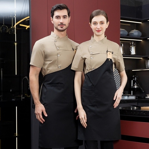 short sleeve black chef jacket restaurant staff uniform