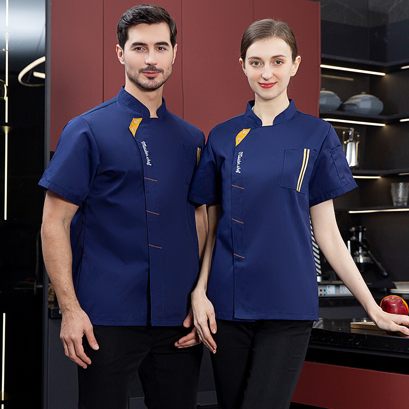 short sleeve black chef jacket restaurant bakery workwear uniform