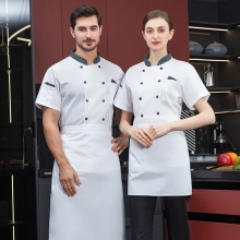 Eruope design short sleeve chef jacket restaurant bakery workwear uniform