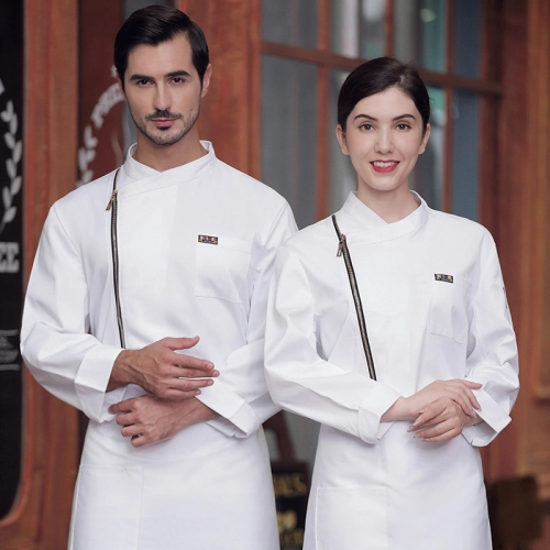 Eruope restaurant zipper chef jacket working wear bakery coat