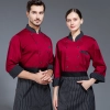 long sleeve chef school uniform stripes collar chef jacket restaurant chef coat
