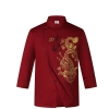 long sleeve fast food restaurant  Chinese dragon embiodery chef jacket  chef coat
