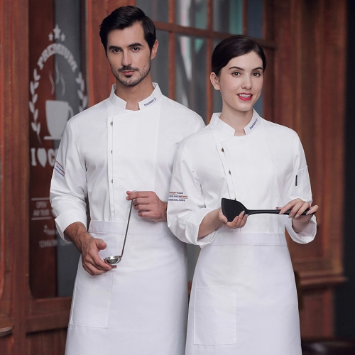 high quality dessert shop invisual button side opening restaurant hotpot chef  jacket  chef coat