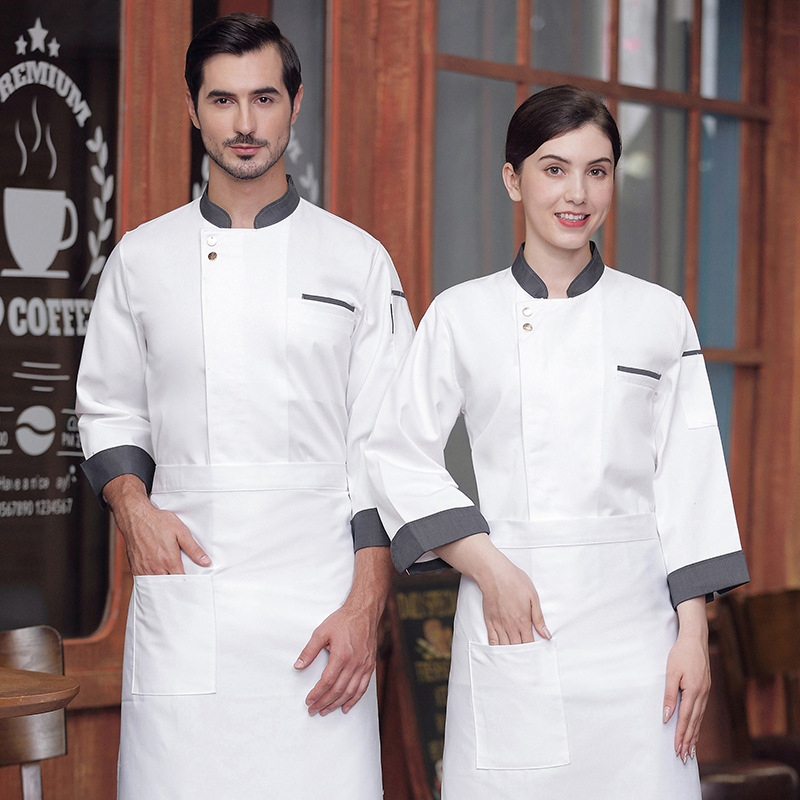high quality black collar sleeve opening restaurant hotpot chef  jacket  chef coat