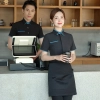 Asian Style summer short sleeve contrast collar waiter  shirt restaurant staff uniform waitress