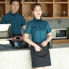 Asian Style summer short sleeve contrast collar waiter  shirt restaurant staff uniform waitress Color Color 1