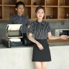 fashion white black stripes restaurant waiter shirt ba pub wait staff workwear uniform Color Color 1