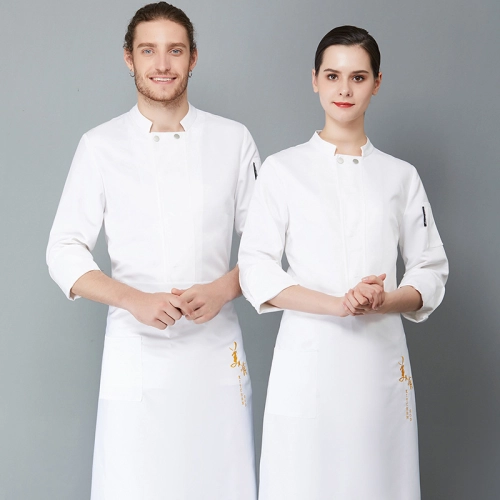 3/4 length inviusal button sleeve chef jacket chef uniforms