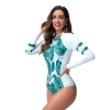 2025 sports swimwear plant printing slim fit long sleeve  one-piece swimwear model 1017