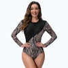 2025 sports swimwear plant printing slim fit long sleeve  one-piece swimwear model 1017