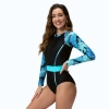 2025 American women gym swimwear  leave printing one-piece swimwear for lady model 1007