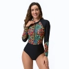 2025 American women gym swimwear sexy printing one-piece long sleeve swimwear model 1008