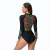 2025 American women gym swimwear sexy printing one-piece long sleeve swimwear model 1008