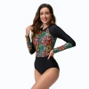 2025 American women gym swimwear sexy printing one-piece long sleeve swimwear model 1008