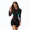 2025 English women gym swimwear slim fit printing one-piece long sleeve swimwear model 1009