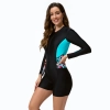 2025 English women gym swimwear slim fit printing one-piece long sleeve swimwear model 1009