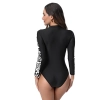 2025 girl swimwear leopard printing slim fit long sleeve  one-piece swimwear model 1016