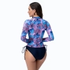 2025 sports swimwear plant printing slim fit long sleeve  one-piece swimwear model 1017